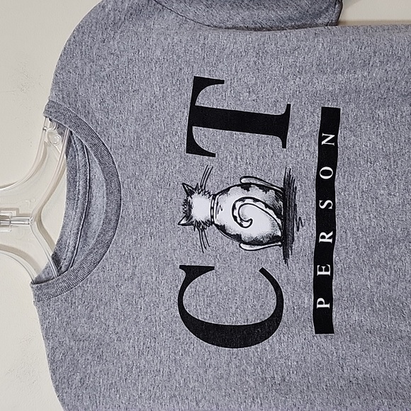 Cat person heathered gray short sleeve graphic t-shirt woman's size small - Picture 6 of 7
